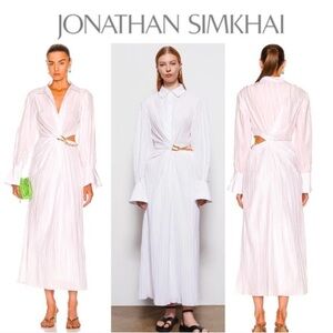Jonathan Simkhai White Long Sleeve Dress with Cut-Out